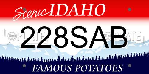 228SAB Idaho License Plate