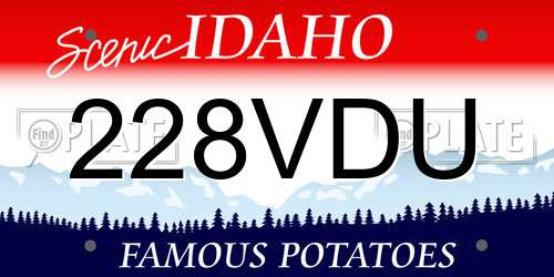 228VDU Idaho License Plate