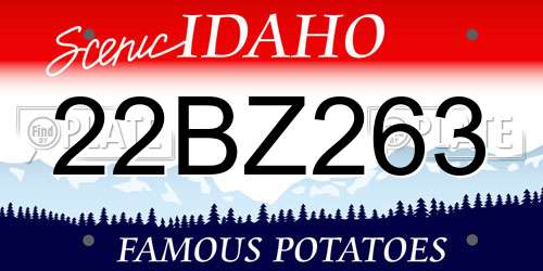 22BZ263 Idaho License Plate