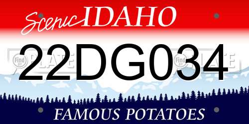 22DG034 Idaho License Plate