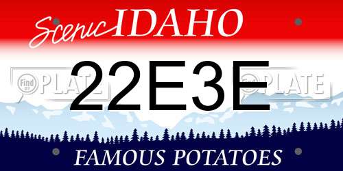22E3E Idaho License Plate