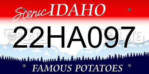 22HA097 Idaho License Plate