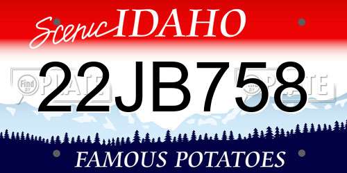22JB758 Idaho License Plate