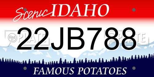 22JB788 Idaho License Plate
