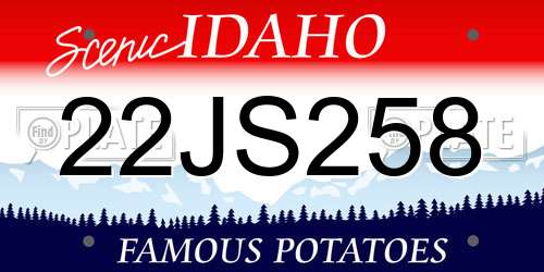 22JS258 Idaho License Plate