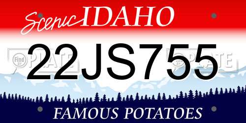 22JS755 Idaho License Plate