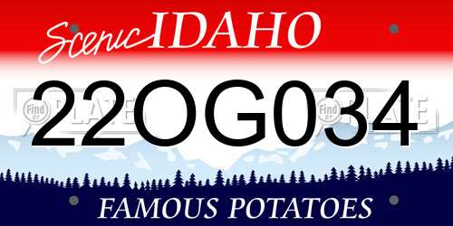 22OG034 Idaho License Plate