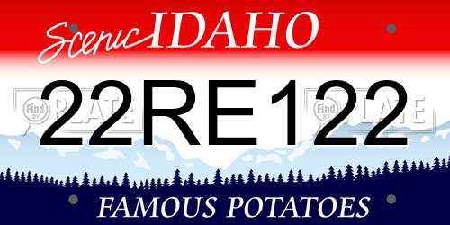 22RE122 Idaho License Plate