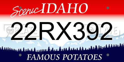 22RX392 Idaho License Plate