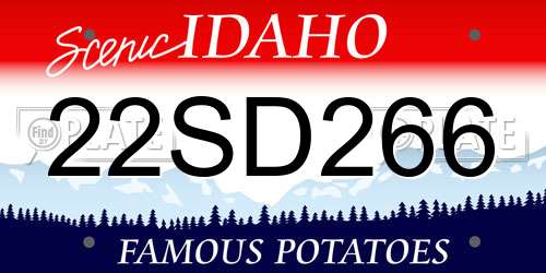 22SD266 Idaho License Plate
