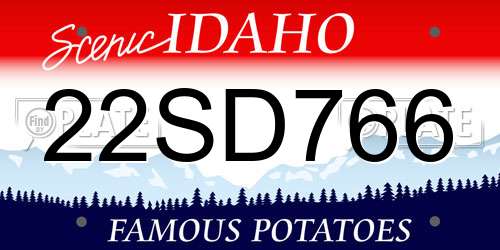22SD766 Idaho License Plate