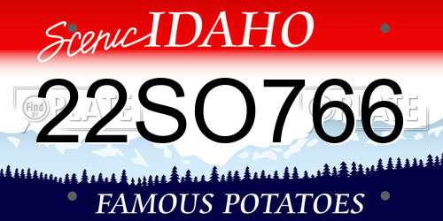 22SO766 Idaho License Plate