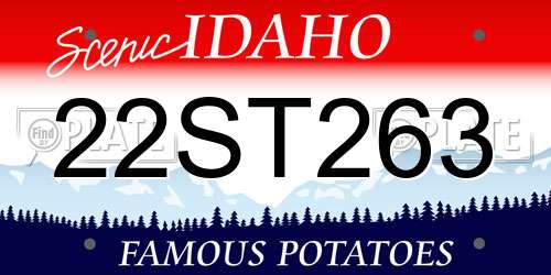 22ST263 Idaho License Plate