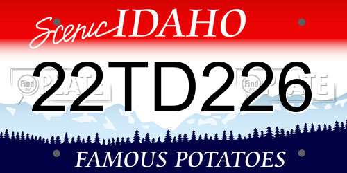 22TD226 Idaho License Plate
