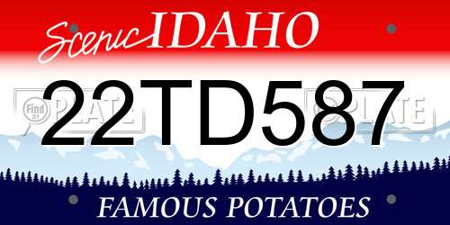 22TD587 Idaho License Plate