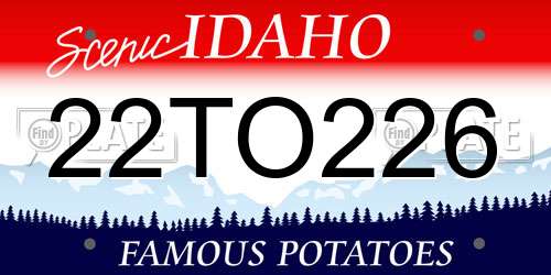 22TO226 Idaho License Plate