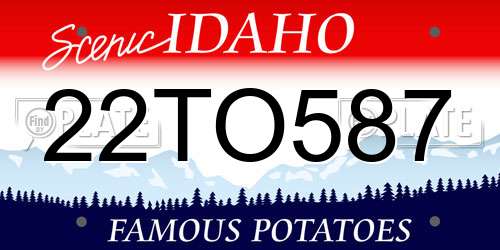 22TO587 Idaho License Plate