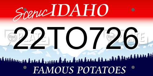 22TO726 Idaho License Plate