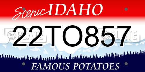 22TO857 Idaho License Plate