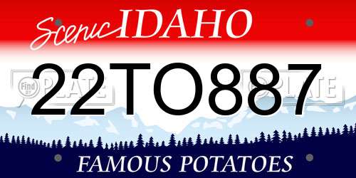 22TO887 Idaho License Plate