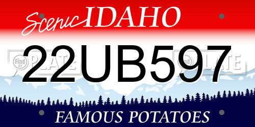22UB597 Idaho License Plate