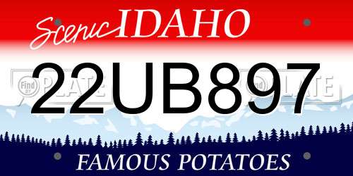 22UB897 Idaho License Plate