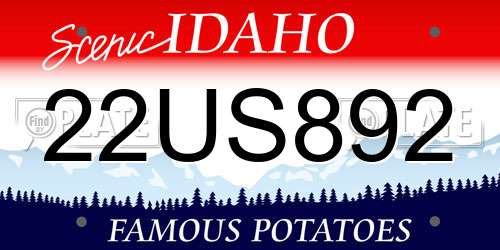 22US892 Idaho License Plate