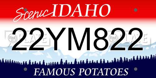 22YM822 Idaho License Plate
