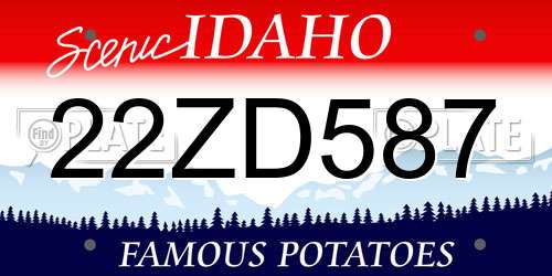 22ZD587 Idaho License Plate