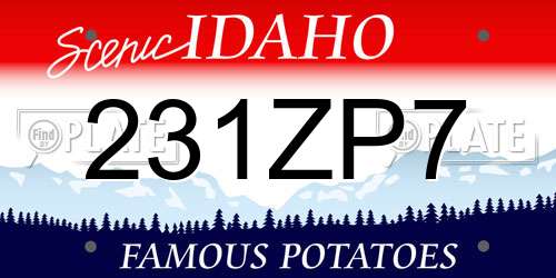 231ZP7 Idaho License Plate