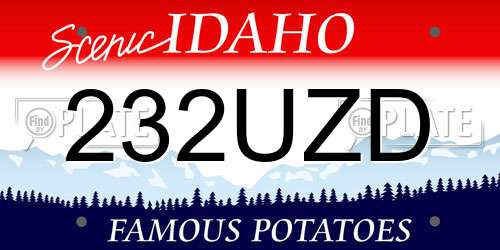 232UZD Idaho License Plate