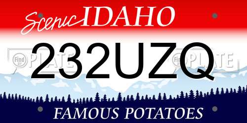 232UZQ Idaho License Plate