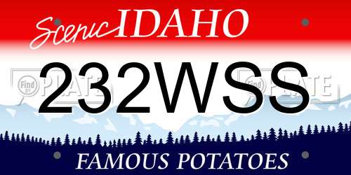 232WSS Idaho License Plate