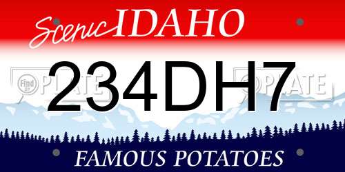 234DH7 Idaho License Plate
