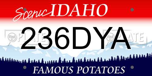 236DYA Idaho License Plate
