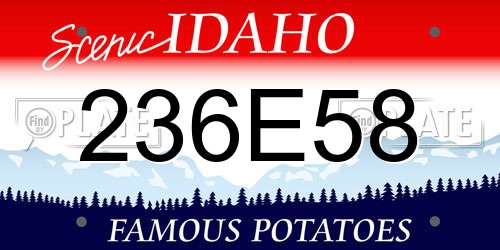236E58 Idaho License Plate