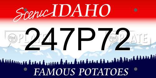 247P72 Idaho License Plate