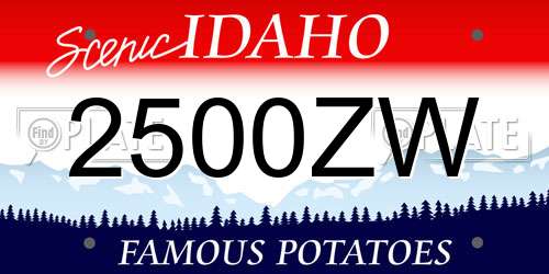 2500ZW Idaho License Plate
