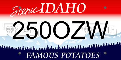 250OZW Idaho License Plate
