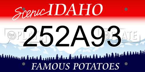 252A93 Idaho License Plate