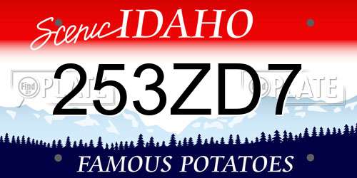 253ZD7 Idaho License Plate