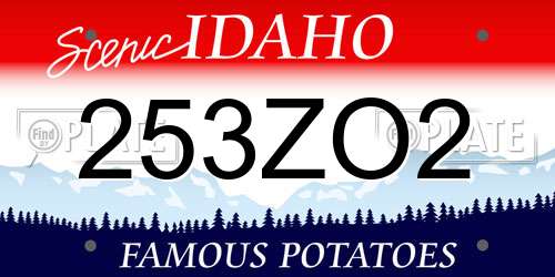 253ZO2 Idaho License Plate