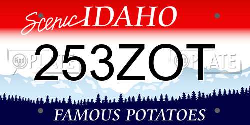253ZOT Idaho License Plate