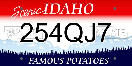 254QJ7 Idaho License Plate