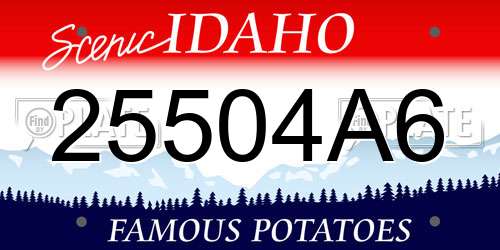 25504A6 Idaho License Plate