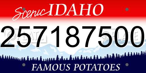 257187500 Idaho License Plate
