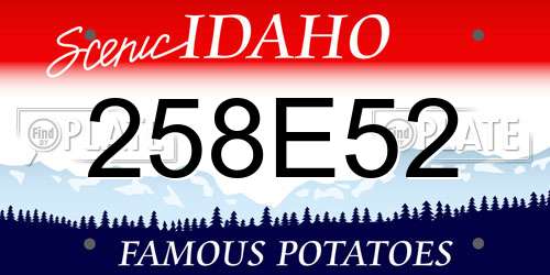 258E52 Idaho License Plate
