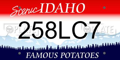 258LC7 Idaho License Plate