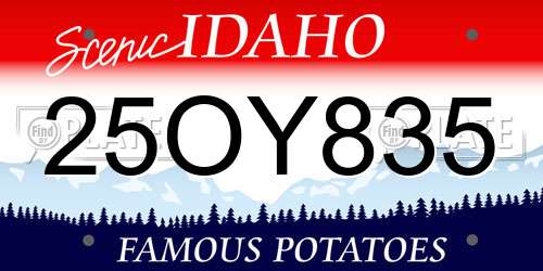 25OY835 Idaho License Plate