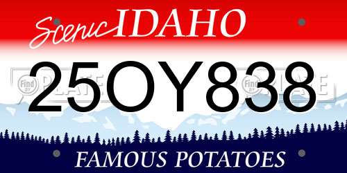 25OY838 Idaho License Plate